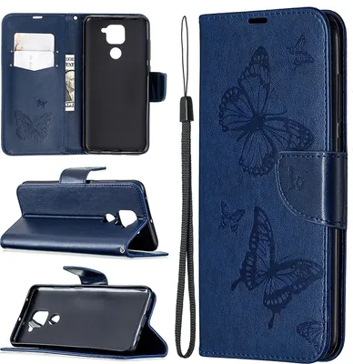 Produktbild von Mobigear Butterfly  Xiaomi Redmi Note 9 Hülle Klapphülle Geldbörse - Blau