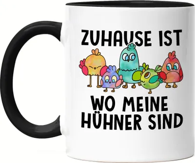Produktbild von Zuhause Ist Wo Meine Hühner Sind Tasse Schwarz Huhn-Fans Bauernhof Chicken Hühnerhof Geschenk