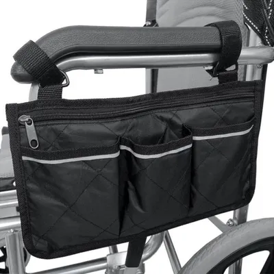 Produktbild von Aufbewahrungstasche mit mehreren Fächern für die Rollstuhl-Handlaufseite (schwarz)