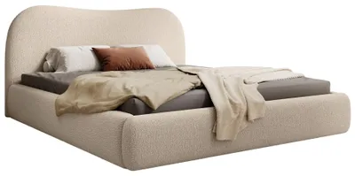 Produktbild von Selsey SIMSALO - Polsterbett mit Bouclé-Bezug und Stauraum, Beige, 180x200 cm
