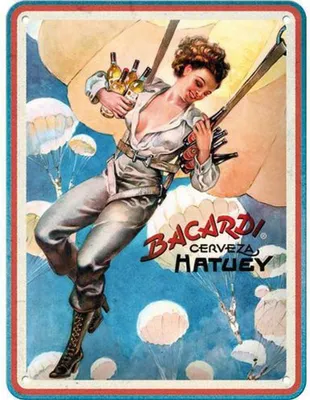 Obrázek produktu pro Nostalgic-Art - Plechový talíř 15x20 cm - Bacardi - Cerveza Hatuey Pin Up Girl