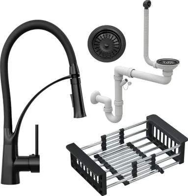 Produktbild von Küchenarmatur Siphon Geschirrspüler Set Schwarz