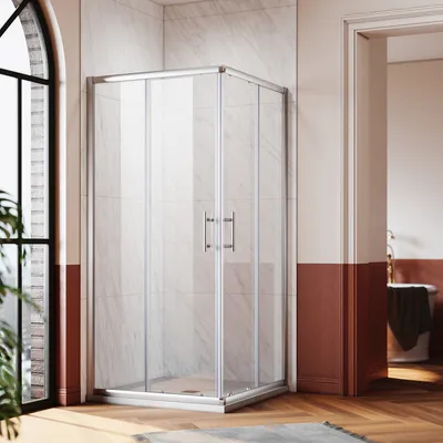 Produktbild von SONNI Eckdusche Eckdusche Duschkabine Eckeinstieg SchiebetürenBxT: 76x76 cm, Einscheibensicherheitsglas, links und recht montierbar, Höhe 195cm
