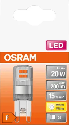 Produktbild von Osram STAR, 1,9 W, 20 W, G9, 200 lm, 15000 h, Warmweiß