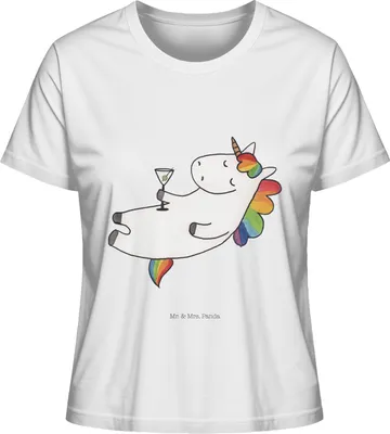 Produktbild von Mr. & Mrs. Panda Damen Basic T-Shirt Einhorn Cocktail Größe XL - Weiß - Geschenk, Witzig, Oberteil, Kurzarmshirt, Einhörner, Shirt Mit Spruch, Spaß, Unicorn, Kurzarm