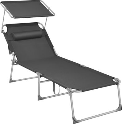SONGMICS Gartenliege, groß, klappbarer Liegestuhl, 200x71x38cm anthrazit