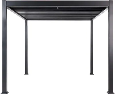 Obrázok produktu pre BELIANI Pergola čierna kov hliníkový rám tienidlo 310 x 310 cm altánok moderný industriálny štýl záhrada