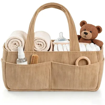 Produktbild von Windelbehälter, Windelaufbewahrungsbox, Windelorganizer – Austauschbare Fächer – 36,5 x 23 x 20 cm – Beige – Für Kommode und Kinderzimmer