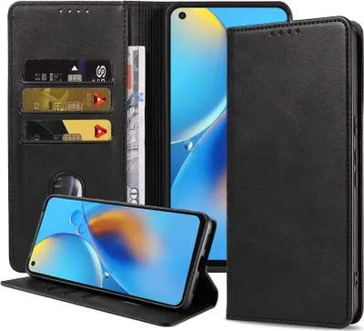 Image de Smartphonica Etui pour téléphone portable adapté à l'Oppo A74 4G
  etui en faux cuir avec fermeture magnétique et porte-cartes Etui à livres avec
  Rabat - Noir