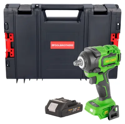 Produktbild von Procraft PWA18bb Akku Schlagschrauber 20 V 550 Nm 1/2" Brushless + 1x Akku 2,0 Ah + RHINO Toolcase - ohne Ladegerät