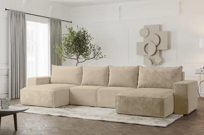 Produktbild von Wohnlandschaft U-Form Sofa ESTELLE in Stoff Abriamo Beige