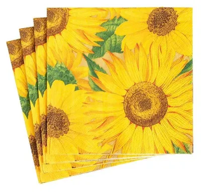 Produktbild von Caspari Sonnenblumen-Papierservietten, 20 Stück pro Packung