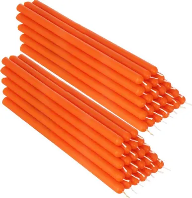 Produktbild von 50x Orange Bienenwachs 21cm Tafelkerze Ritualkerze Osterkerzen Farbig 36345