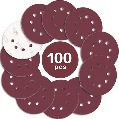Obrázek produktu pro Brusné kotouče 125 mm, brusný papír zrnitost 1200, 8 otvorů, červené