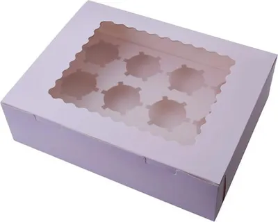 Produktbild von Schachtel für 12 Muffins 32,5x25x9cm mit Sichtfenster und Einsatz 10 Stk