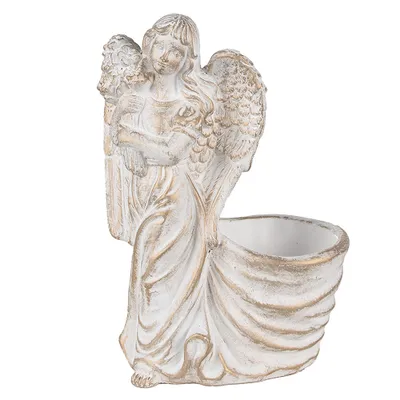 Produktbild von Clayre & Eef Blumentopf Engel 22x13x30 cm Weiß Stein