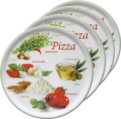 Zdjęcie produktu dla zestaw 4 talerzy do pizzy Napoli Green Ø 33,8 cm półmisek do serwowania XL talerz porcelanowy