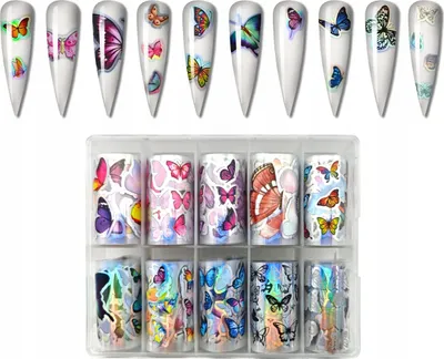 Image de 10X Transferfolios 80Cmx4Cm Holo Schmetterling Set