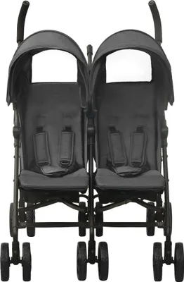 Image de vidaXL Poussette double anthracite acier