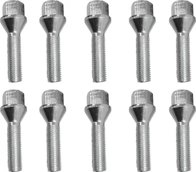 Immagine prodotto di 10x bullone ruota M12x1,5 collare conico 60° argento 60 mm | chiave 17 mm compatibile con Audi 80 81 90 81 A2 8Z Coupé 85