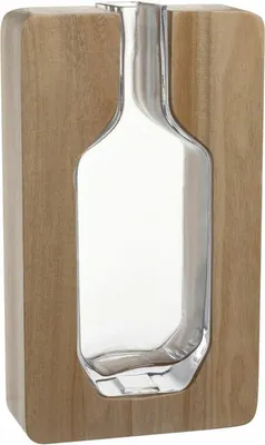 Produktbild von LEONARDO Autentico, Vase in quadratischer Form, Glas, Holz, Transparent, Holz, Tisch, Drinnen, Autentico