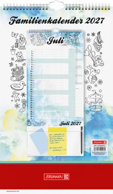 Produktbild von 2027 BRUNNEN Familienkalender 25x41,5cm Aquarell