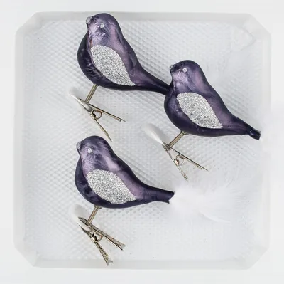 Produktbild von 3 tlg. Glas Vogel Set in "Ice Graphit Silber"