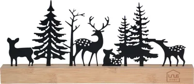 Produktbild von UNUS® Wald-Silhouette Aufsteller Hirsche, Rehe, Tannenbäume Schwarz