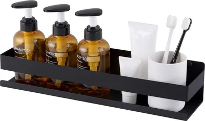 Produktbild von Schwarze Badezimmerablage 40cm Wandmontage Robust