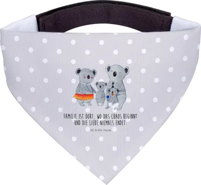 Produktbild von Mr. & Mrs. Panda Halstuch Für Hunde Koala Familie - Grau Pastell - Geschenk, Kinder, Hundehalstuch, Koalas, Hund, Family, Tuch, Muttertag