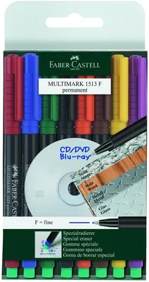 Produktbild von CD-Marker Multimark wasserfest ca. 0,6 mm 8 Farben Etui Packung mit 5 Stück