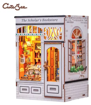 Obrázok produktu pre The Schoolar's Bookstore DIY Book Nook miniatúrny domček 3D puzzle s LED osvetlením