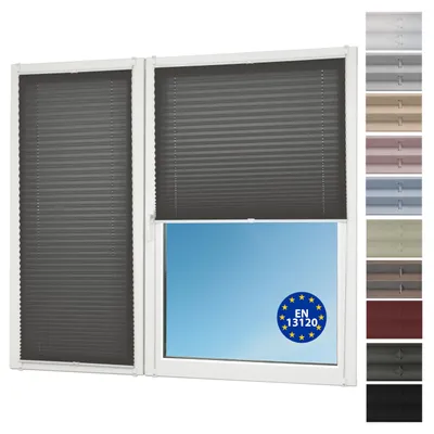Produktbild von Sunlusso Plissee Klemmfix ohne Bohren – Faltrollo blickdicht & lichtdurchlässig, Sichtschutz für Fenster – 50 x 120 cm, Dunkelgrau Crash