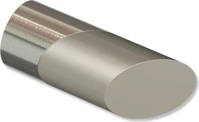 Produktbild von Interdeco Endstücke Schräge (Bicolor) für Gardinenstangen 20 mm Ø, Edelstahl-Optik / Satin, Modell Verano (Packung 2 Stück)