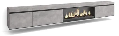 TV-Möbel mit LED-Kamin, 317x45x35 cm, Zement, modern