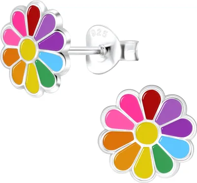 Produktbild von Kinder Silber Ohrringe Regenbogen Blume