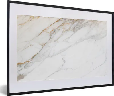 Produktbild von MuchoWow® MuchoWow® Gerahmtes Poster Marmor - Stein - Weiß - Gold - Marmoroptik - Stein - Luxus 60x40 cm - Poster mit zchwarzem Bilderrahmen - Schlafzimmer - Plakat in Rahmen - Drucken