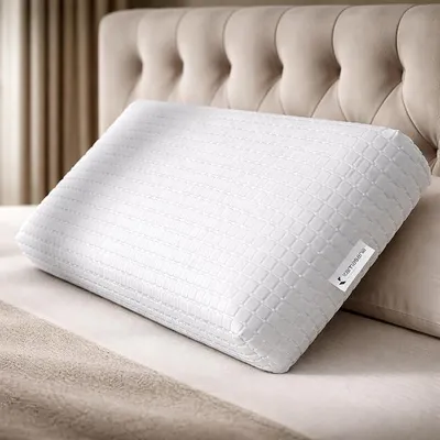 Imagen del producto de Almohada viscoelástica para dormir de lado, 40 x 80 x 16 cm – Almohada ortopédica para el cuello – Almohada ergonómica con un lado suave y otro firme