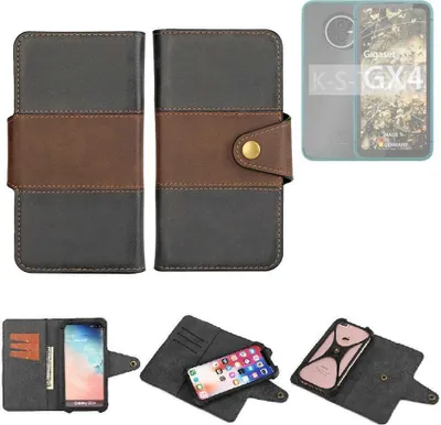 Produktbild von K-S-Trade Handyhülle Schutzhülle Hülle Bookstyle Wallet-Case kompatibel mit Gigaset GX4 Bumper Rundumschutz schwarz-braun 1x
