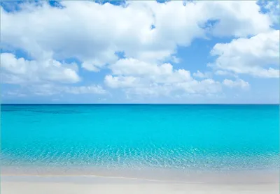 Produktbild von Wallario Fototapete Vliestapete, seidenmatte Oberfläche, einfache Verarbeitung, Größe 300 x 210 cm, Motiv Sandstrand und blaues Meer