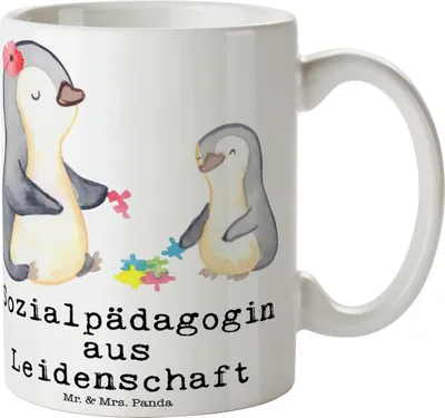 Produktbild von Mr. & Mrs. Panda Tasse Sozialpädagogin Leidenschaft - Weiß - Geschenk, Kaffeebecher, milchtasse, Kaffeetasse, Teetasse, Becher