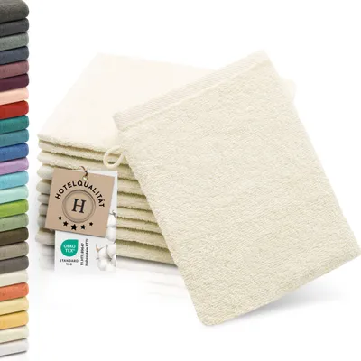 Produktbild von 10er Set Waschlappen aus Baumwolle, 16x21 cm, natur