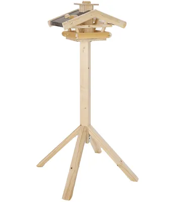 Produktbild von Dehner Natura Futterhaus Wendelstein für Wildvögel, inkl. Ständer Alpstein, 142 x 76 x 55 cm, Holz naturbelassen