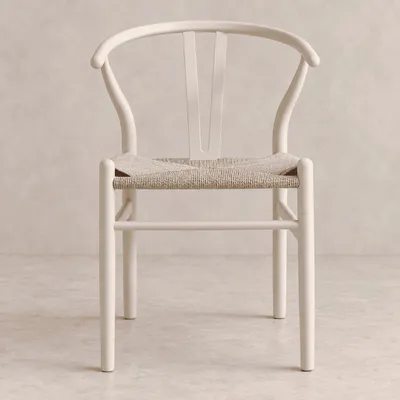 Produktbild von LIMHOME Esszimmerstuhl SW014 (Packung, 1 St), Buchenholzrahmen mit Sitzfläche aus Papierschnur, Weiß-Beige