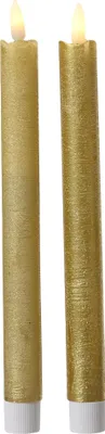 Produktbild von Kaemingk Batterie LED Spitzkerze Ø 2,2 cm H: 24,5 cm goldfarben/warmweiß 2 Stück