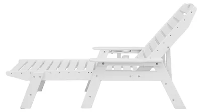 Immagine prodotto di Lettino da giardino in HDPE, resistente fino a 181 kg, con schienale regolabile in 6 posizioni, braccioli e portabicchieri, ideale per balcone, terrazza, piscina, patio e giardino, colore bianco