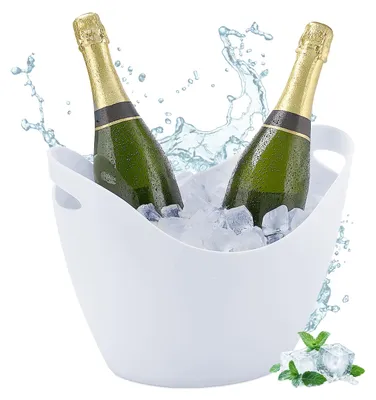 Champagnerkühler 8L, weiß, Kunststoff, 25,5x35x25,5 cm