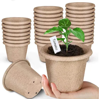Produktbild von Anzuchttöpfe biologisch abbaubar 11 cm, 30er Set mit 20 Pflanzenmarkierern