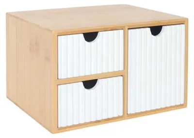 Image de Organisateur de bureau avec 3 tiroirs, en bambou et MDF