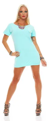 Produktbild von Damen Longshirt Sommer Shirt ; Babyblau/S/M 36/38